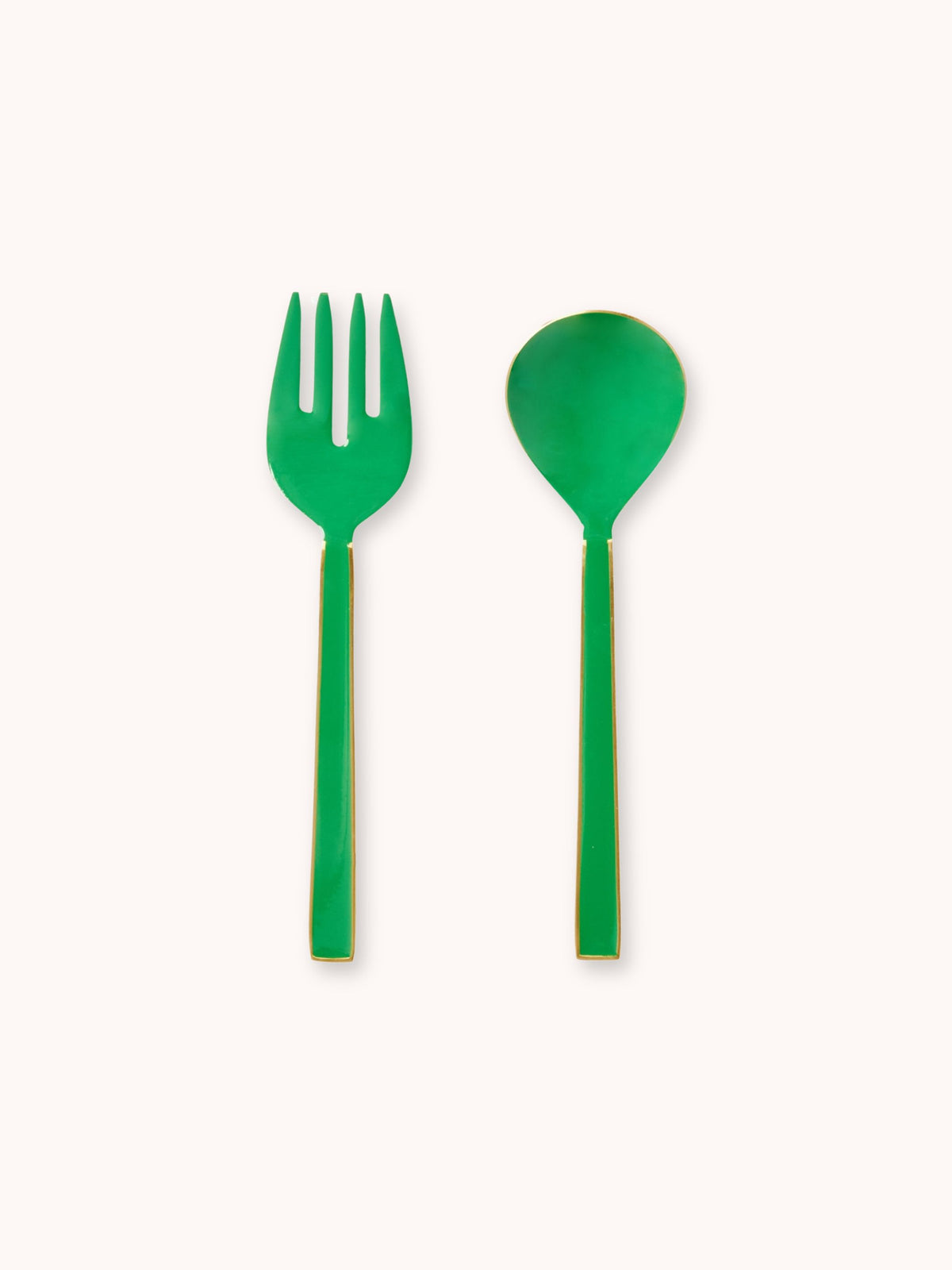 Emerald Enamel Salad Servers