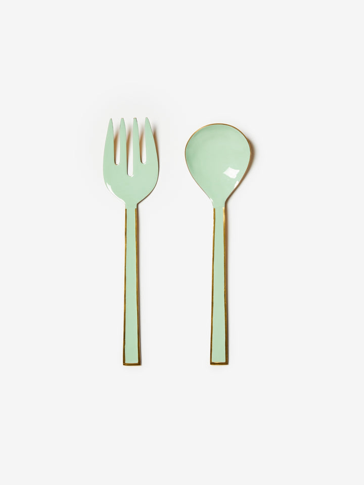 Enamel Mint Salad Servers