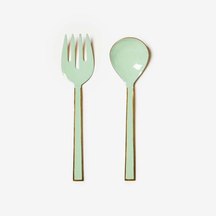 Enamel Mint Salad Servers