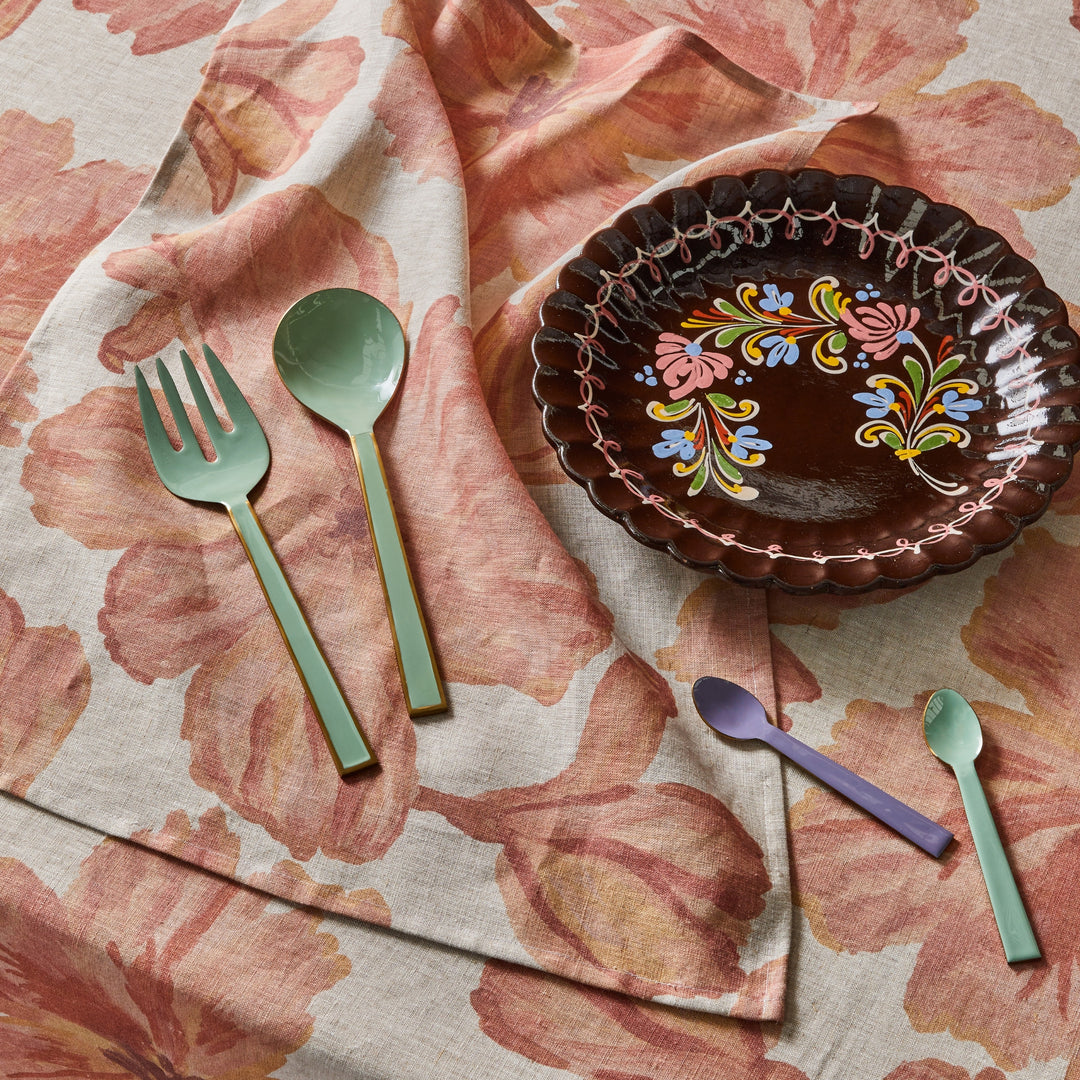 Enamel Mint Salad Servers