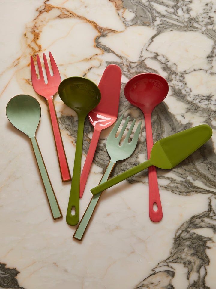 Enamel Mint Salad Servers