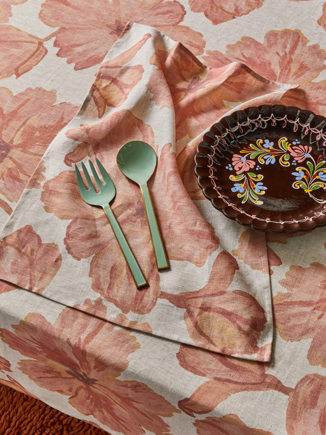 Enamel Mint Salad Servers