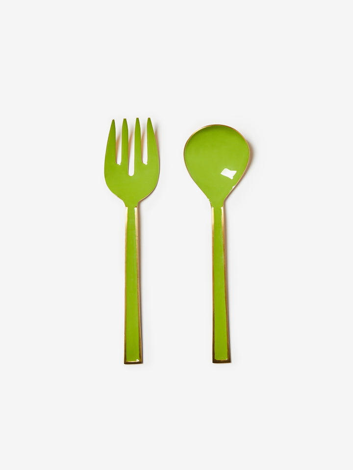 Enamel Sage Salad Servers