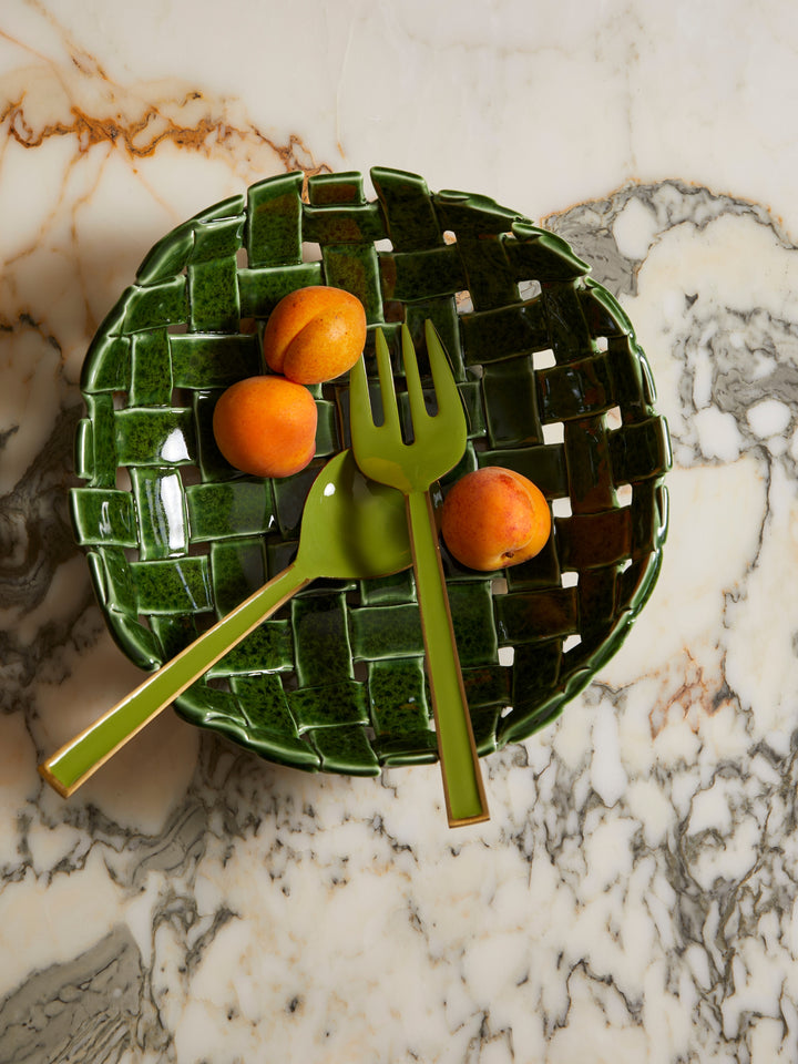 Enamel Sage Salad Servers