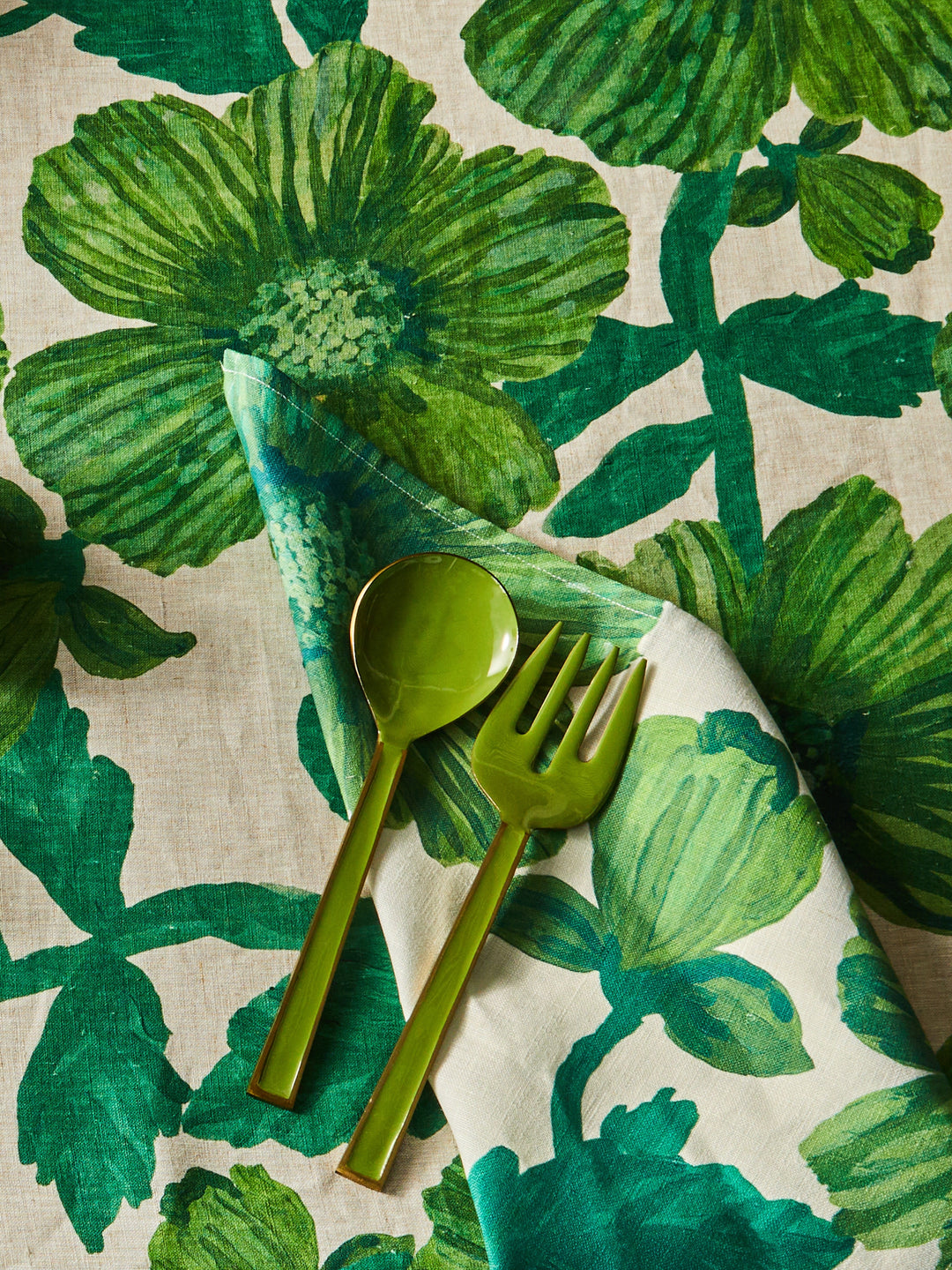 Enamel Sage Salad Servers