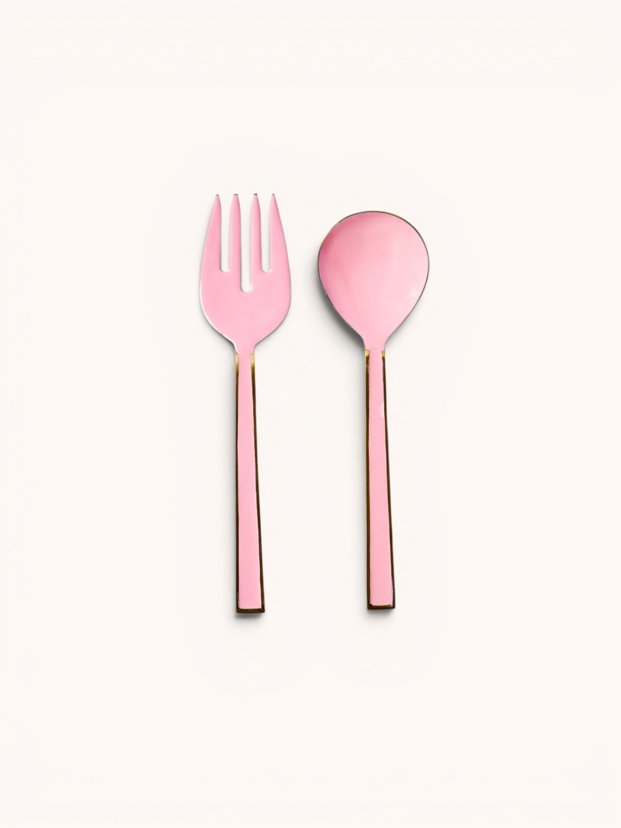 Enamel Rose Salad Servers