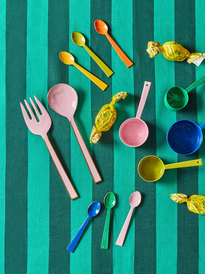 Enamel Rose Salad Servers