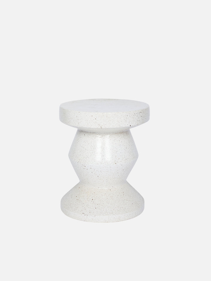 Pedestal Side Table Speckle White