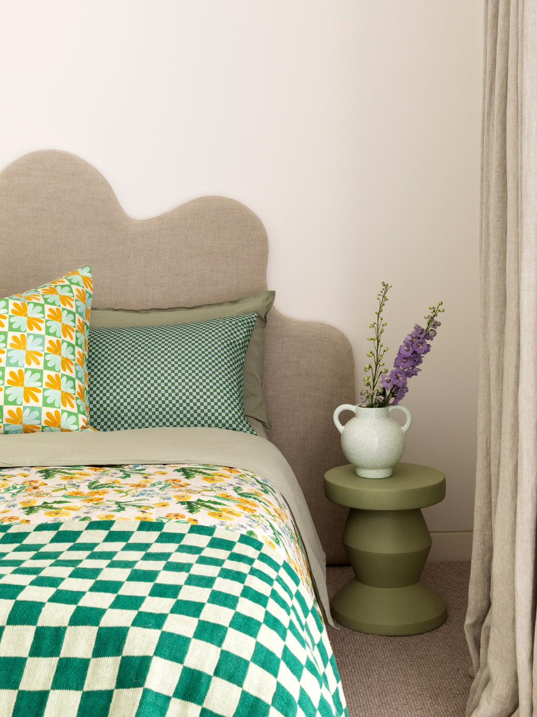 Khaki Pedestal Side Table | Side Tables Online