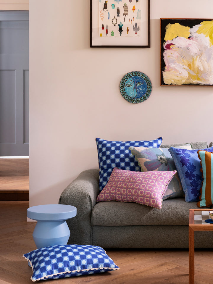 Pedestal Side Table Soft Blue