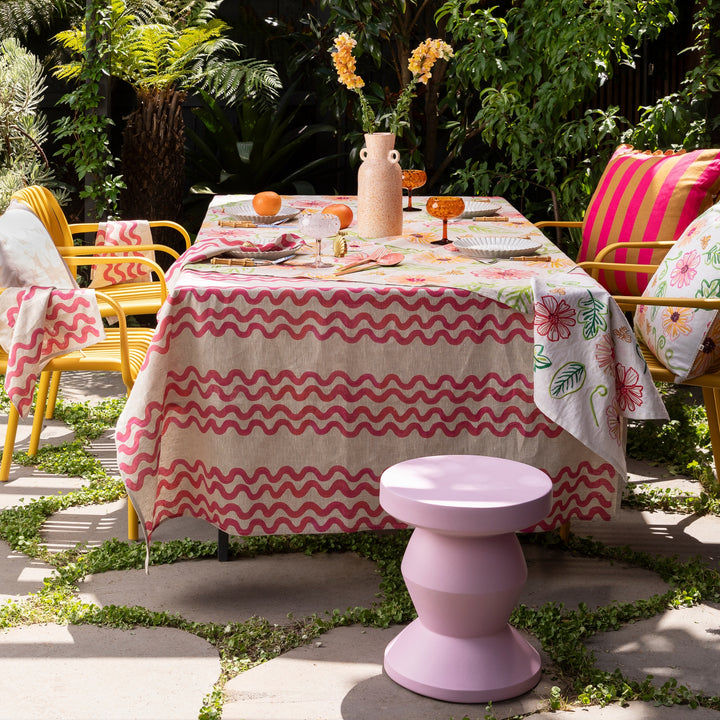 Pedestal Side Table Lilac Styled In Outdoor Dining Setting | Bedside Side Table Bonnie and Neil