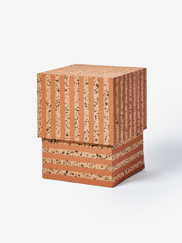 Cork Square Side Table Stripe Natural - Almost Perfect