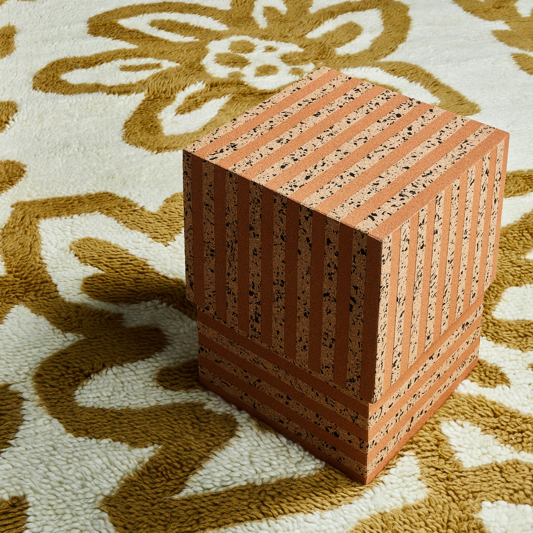 Cork Square Side Table Stripe Natural