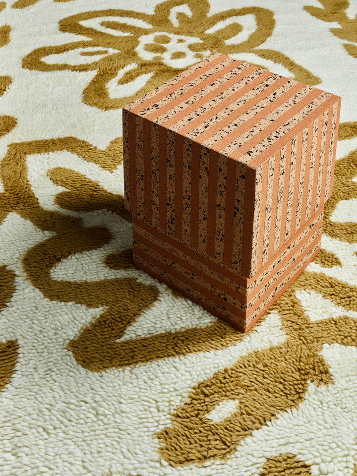 Cork Square Side Table Stripe Natural - Almost Perfect