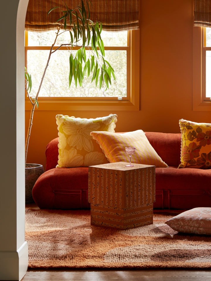 Cork Square Side Table Stripe Natural - Almost Perfect