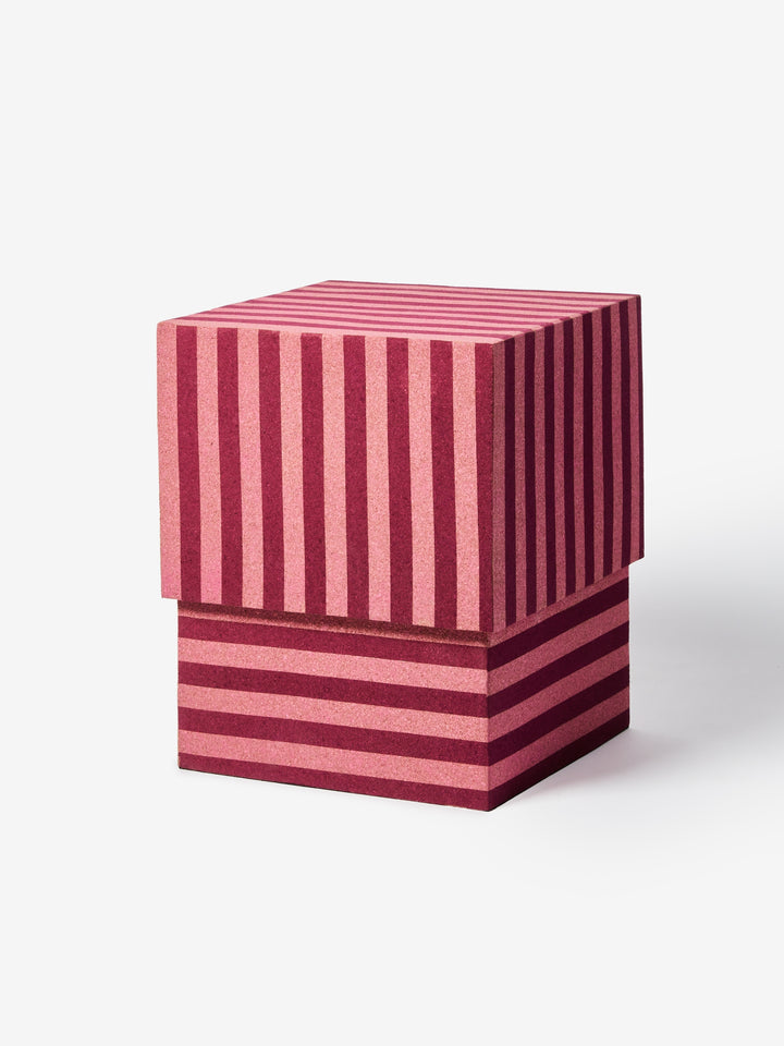 Cork Square Side Table Stripe Pink - Almost Perfect
