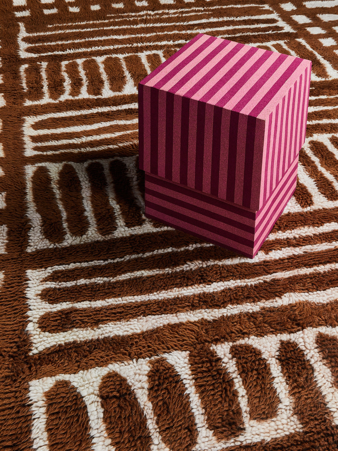 Cork Square Side Table Stripe Pink - Almost Perfect