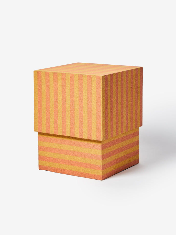 Cork Square Side Table Stripe Orange - Almost Perfect