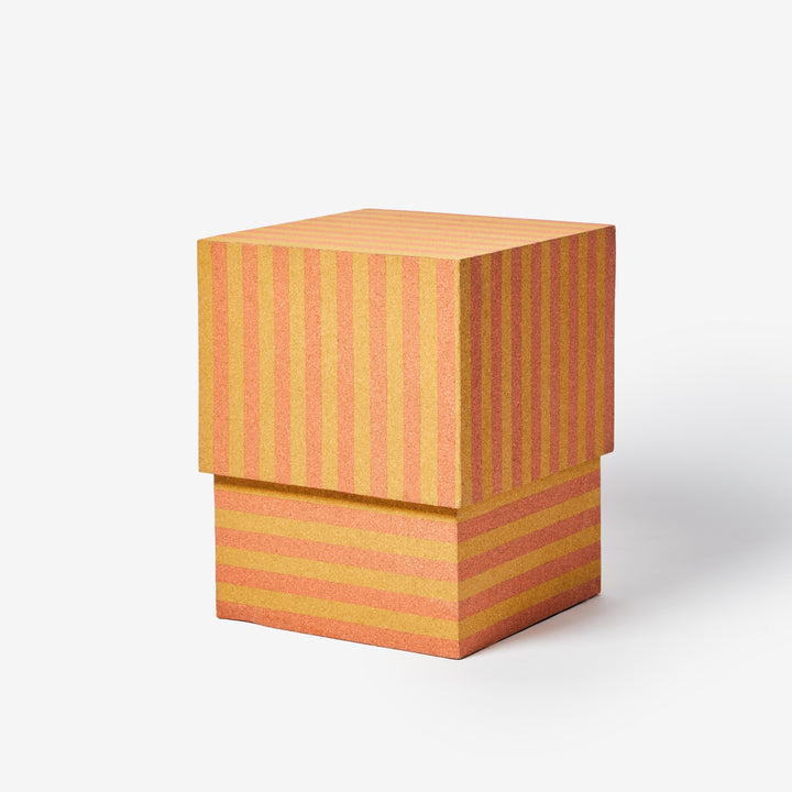 Cork Square Side Table Stripe Orange