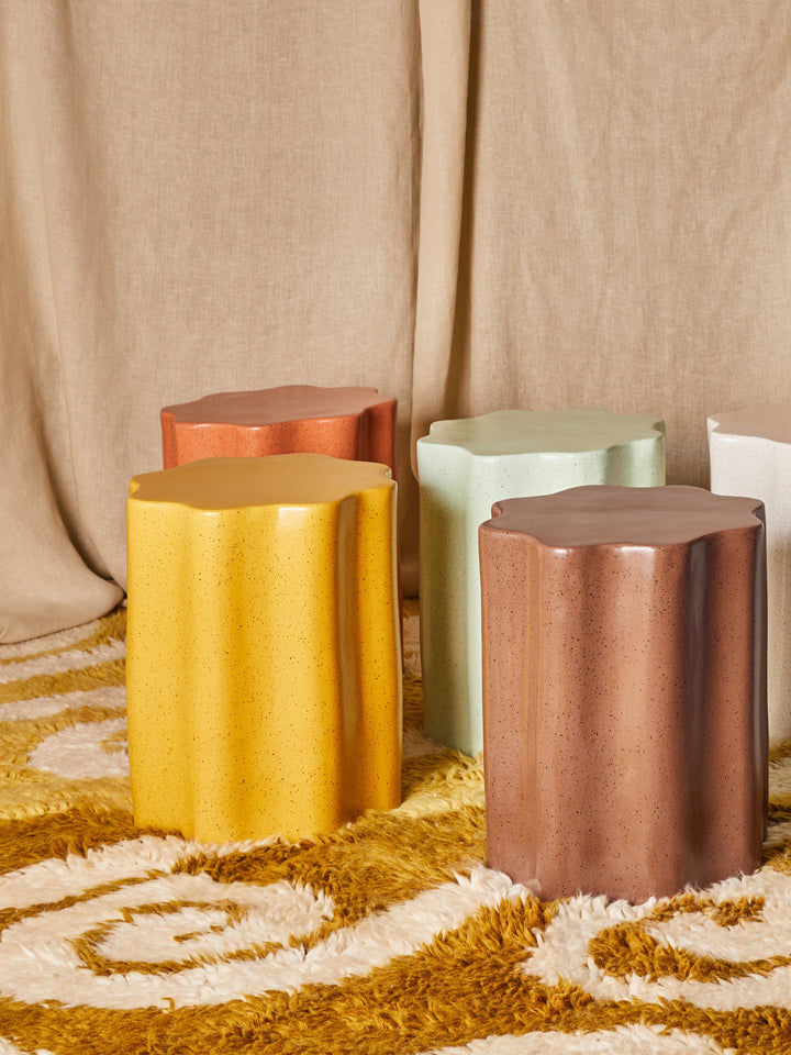 Wave Side Table Speckle Mustard