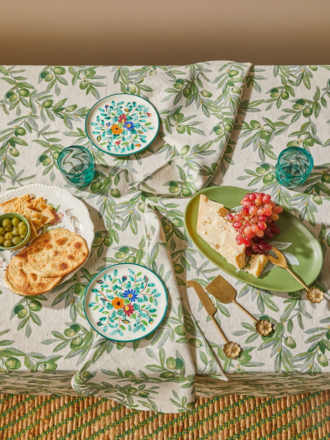 Olive Green Linen Tablecloth