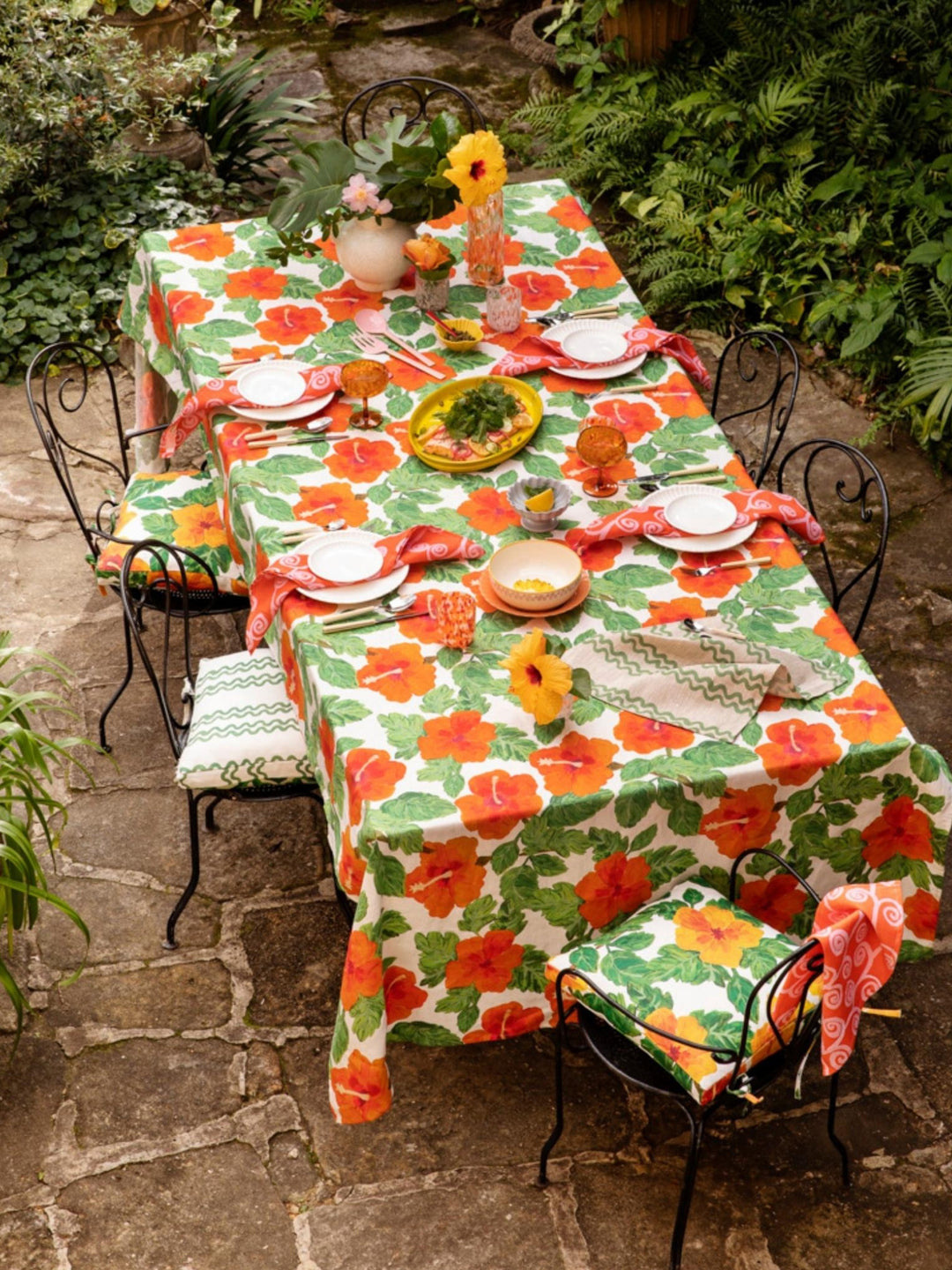 Hibiscus Red Tablecloth - Almost Perfect