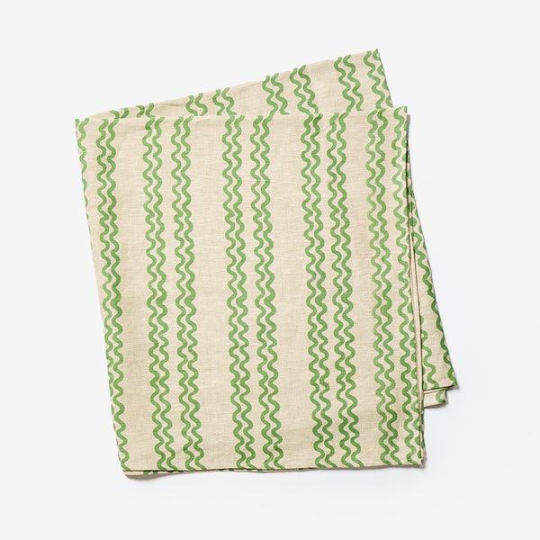 Double Waves Green Tablecloth