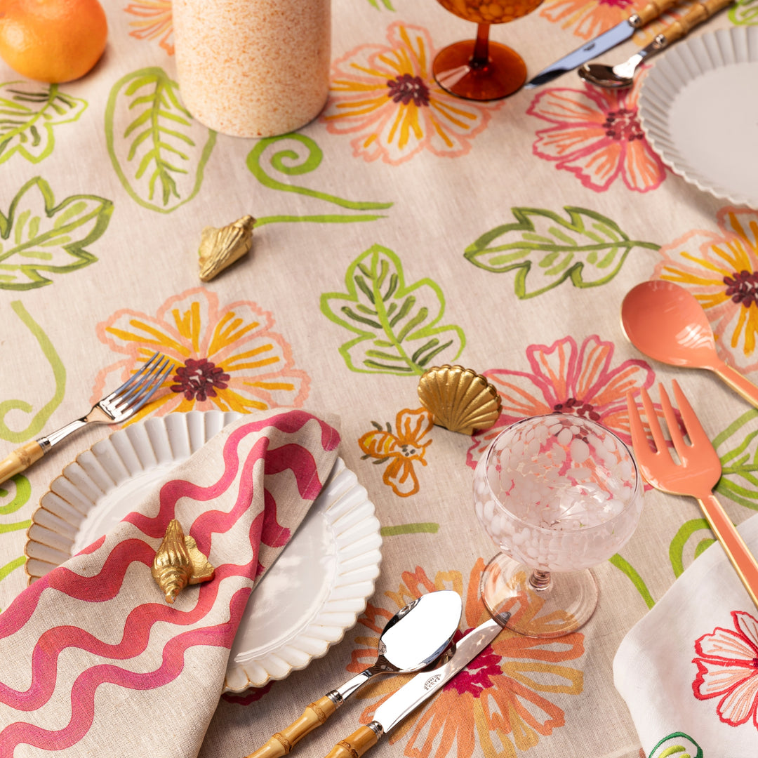 Tendril Multi Tablecloth Styled With Complementary Table Accessories