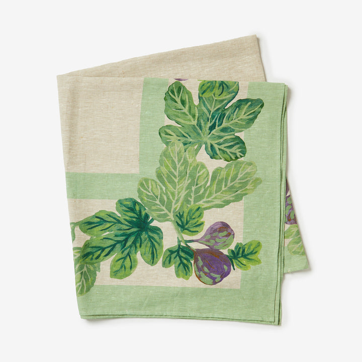 Fig Border Multi Tablecloth Folded | Green Fruit Tablecloth