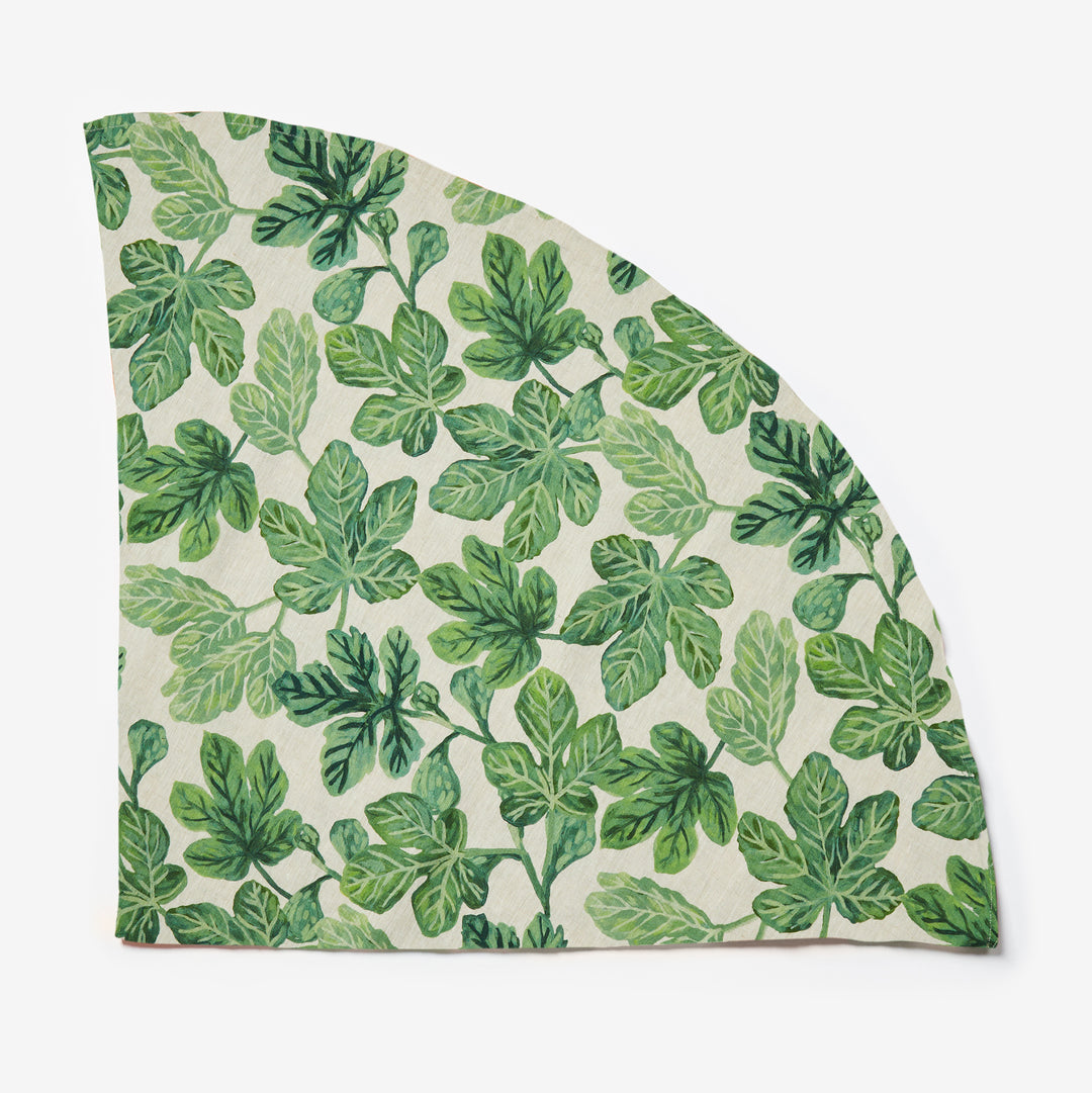 Fig Green Round Tablecloth Folded | Green Fruit Tablecloth