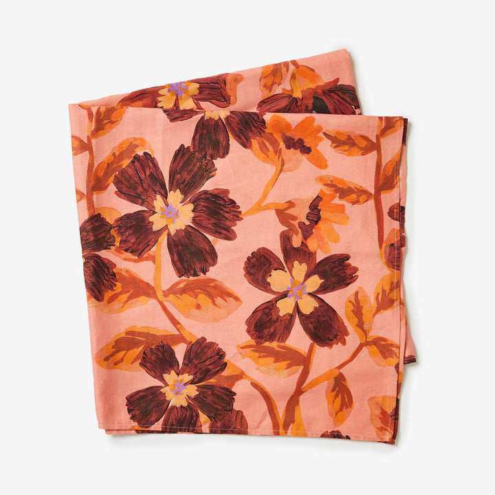 Cosmos Pink Tablecloth Folded | Floral Pink Tablecloth