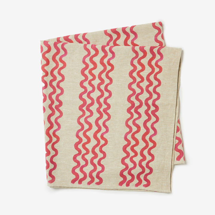 Double Waves Pink Tablecloth Folded | Pink Waves Tablecloth