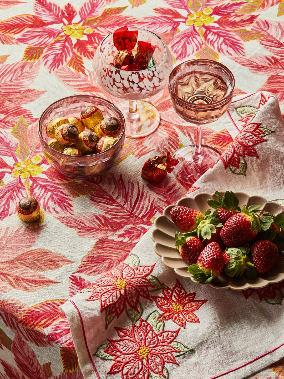 Poinsettia Red Tablecloth