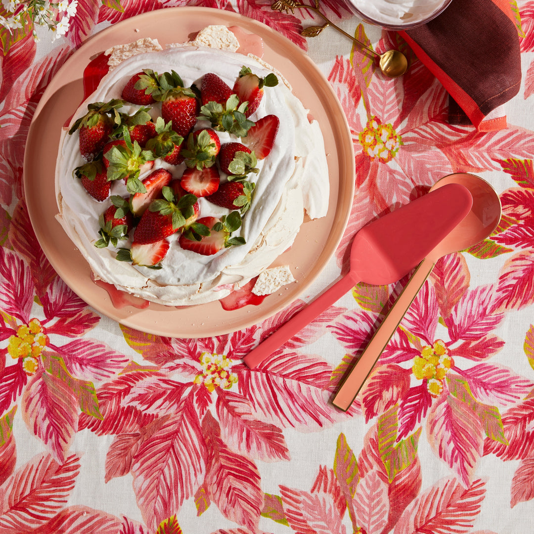 Poinsettia Red Round Tablecloth