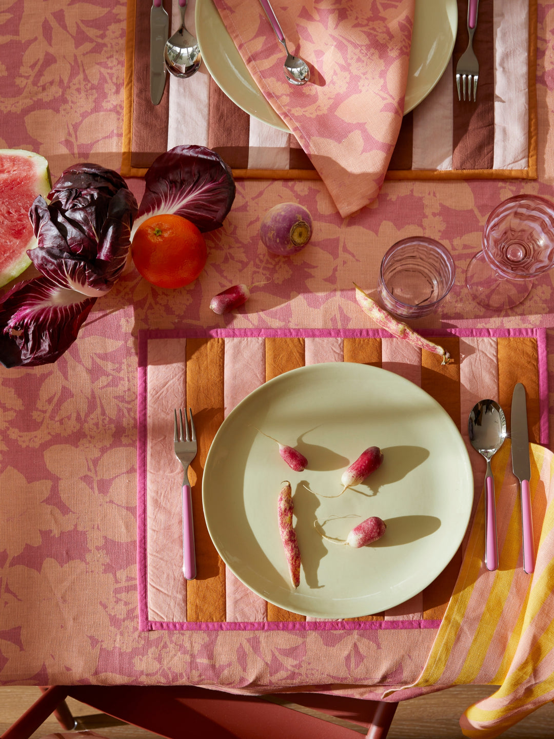 Herbs Reverse Pink Peach Tablecloth
