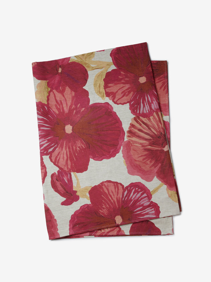 Wild Pansy Pink Linen Tablecloth