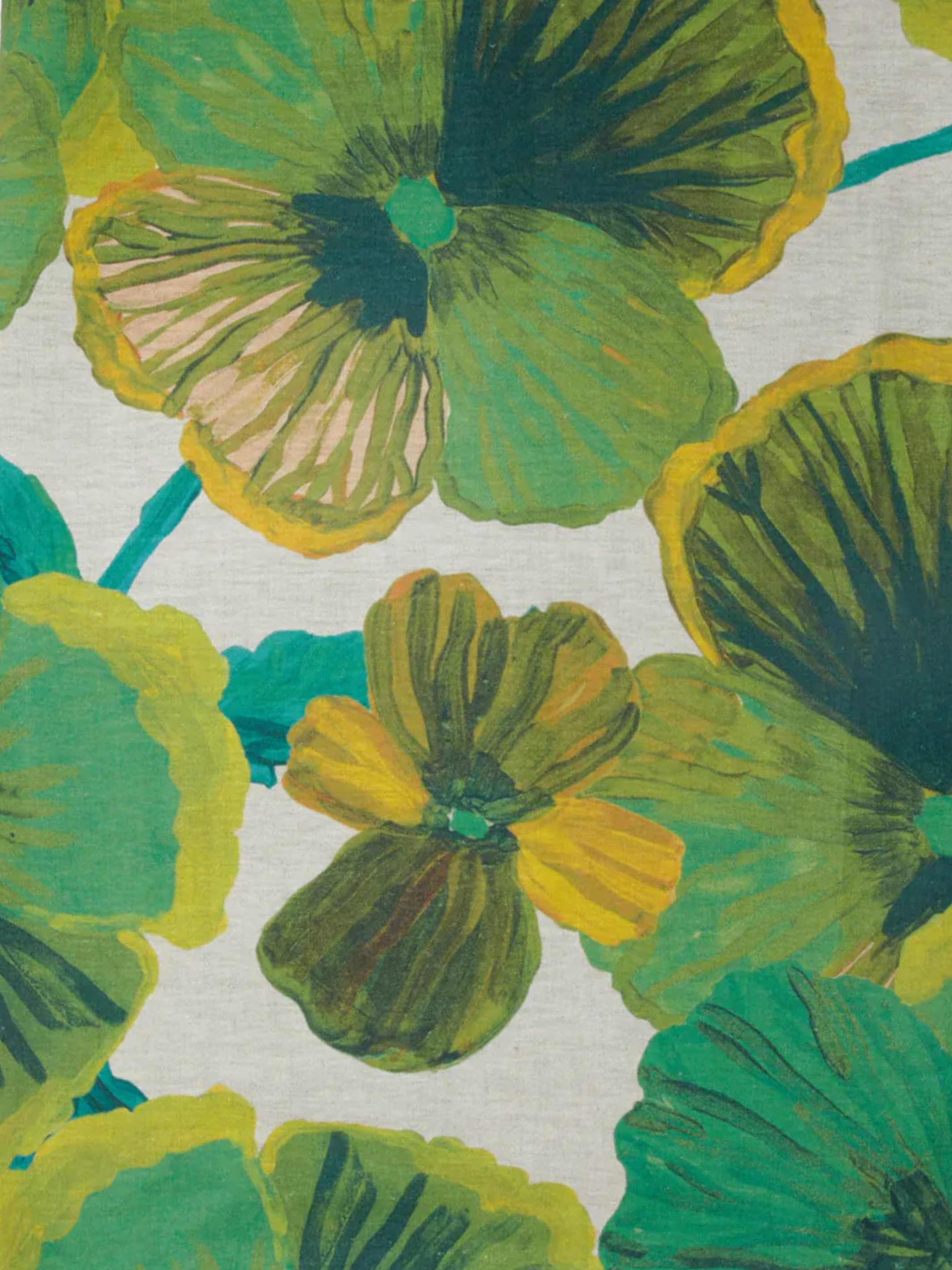 Wild Pansy Verde Linen Tablecloth Round - Almost Perfect