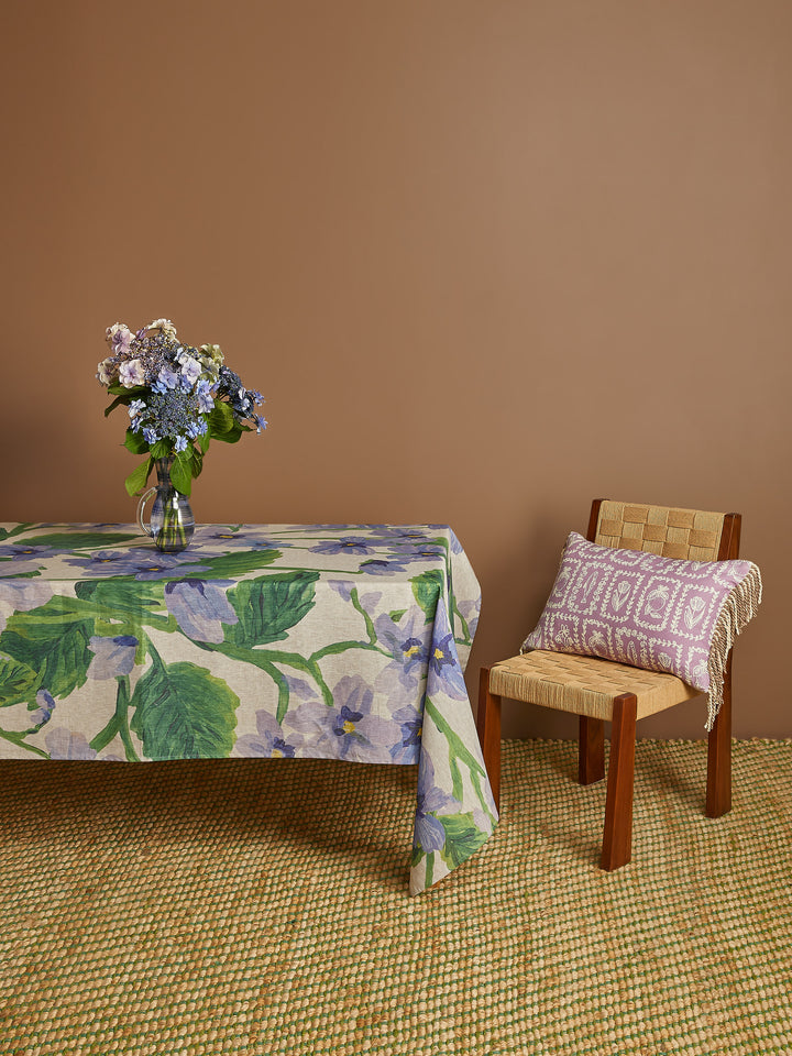 Lilas Blue Linen Tablecloth