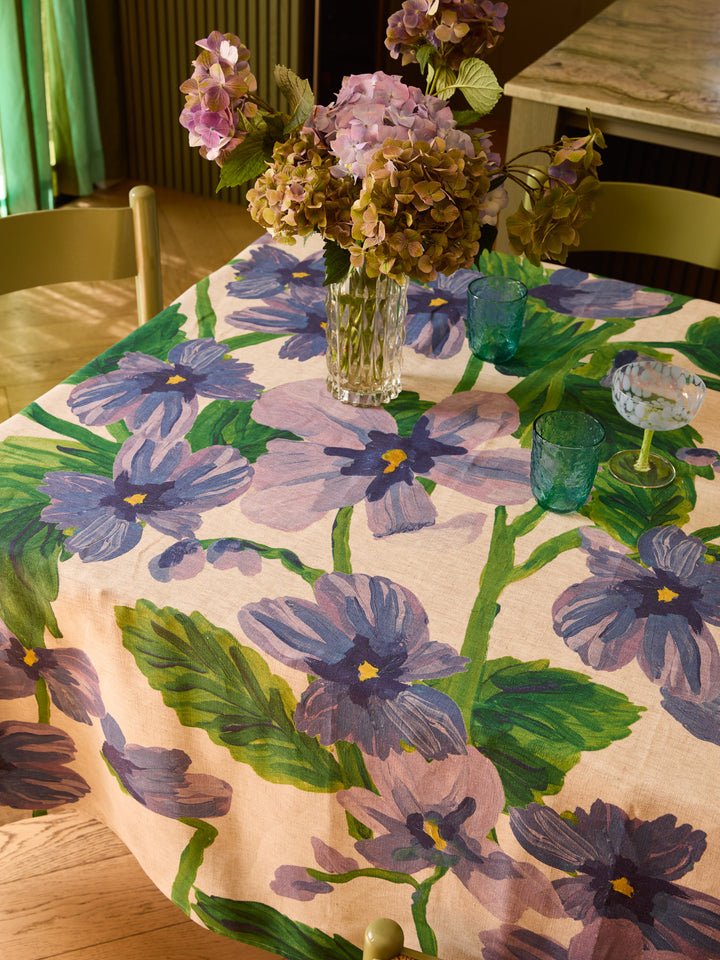 Lilas Blue Linen Tablecloth