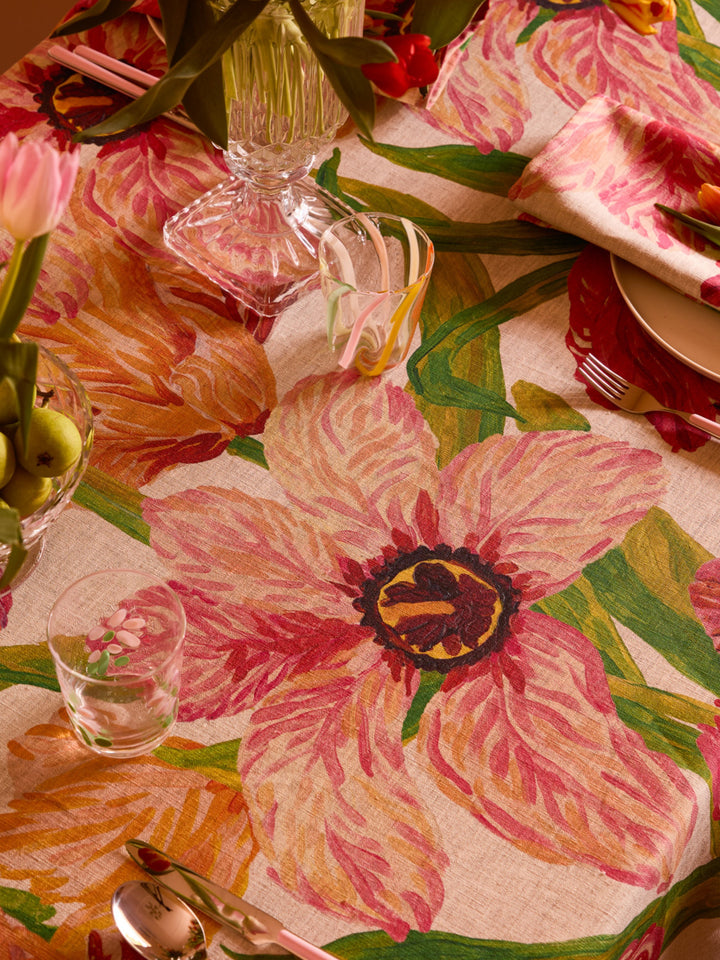 Tulip Multi Linen Tablecloth Round
