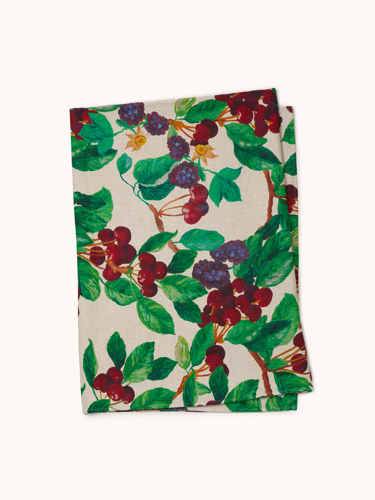 Cherries and Berries Multi Linen Tablecloth