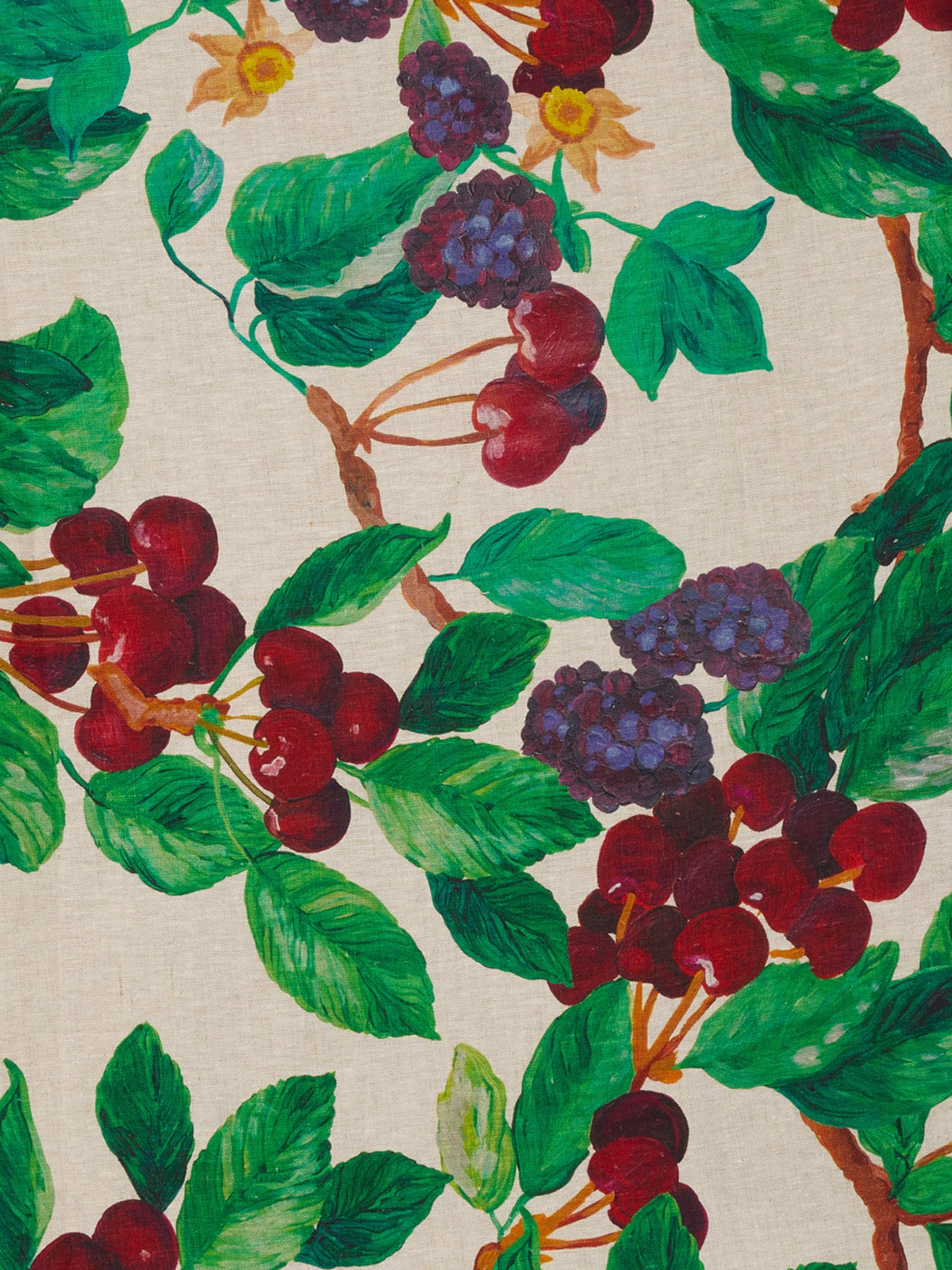 Cherries and Berries Multi Linen Tablecloth