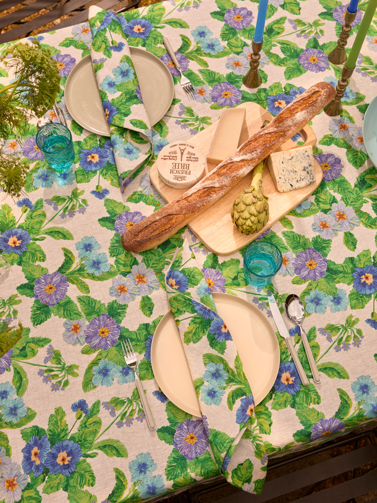 Summer Patch Blue Linen Napkins