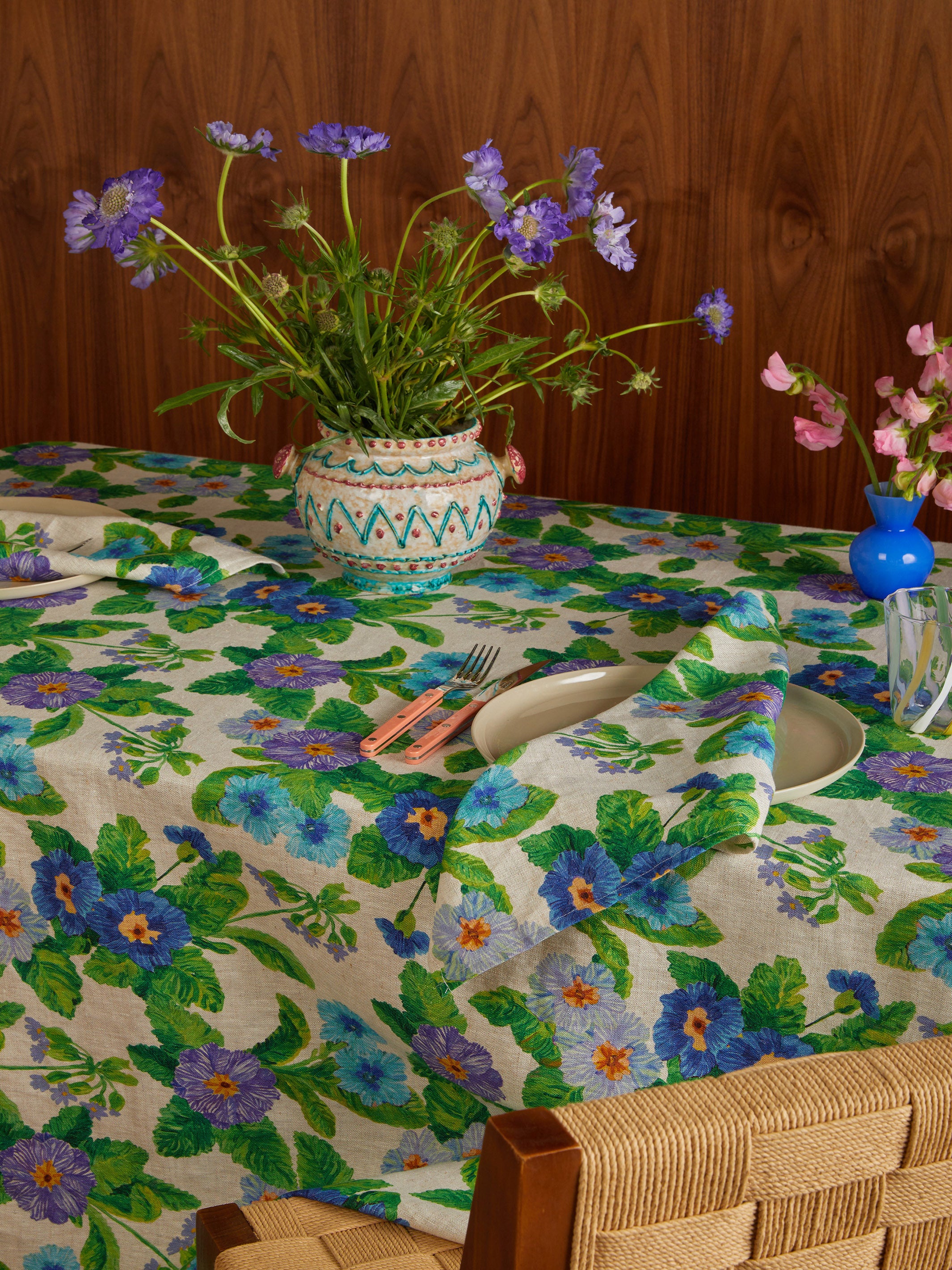 Summer Patch Blue Linen Napkins