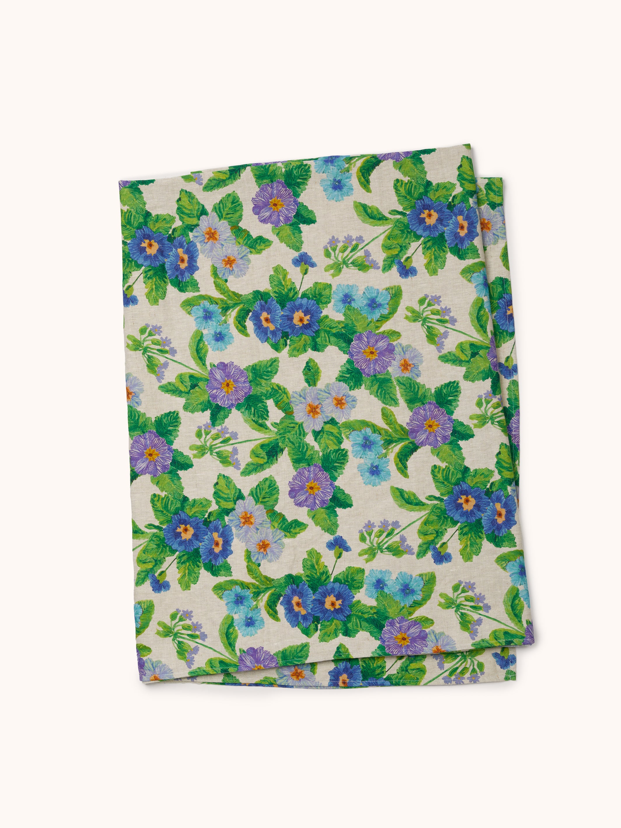 Summer Patch Blue Linen Tablecloth