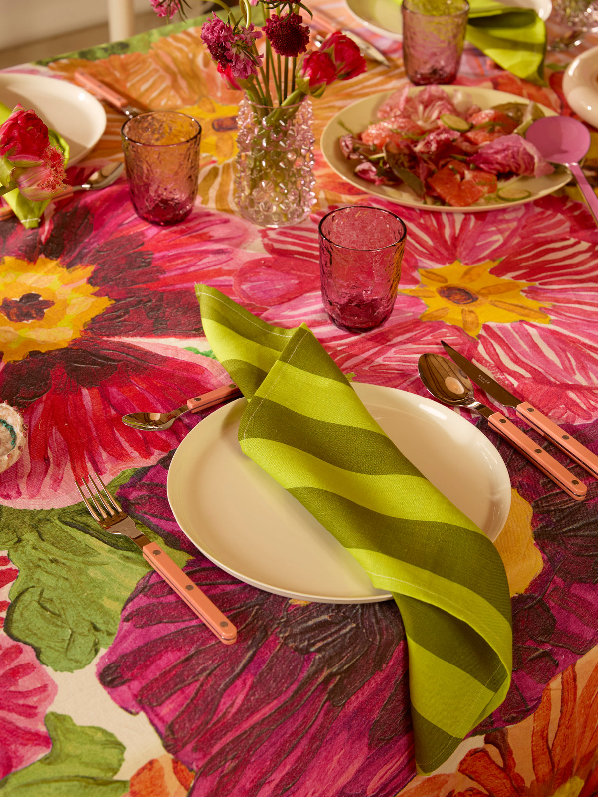 Bold Stripe Citron Linen Napkins
