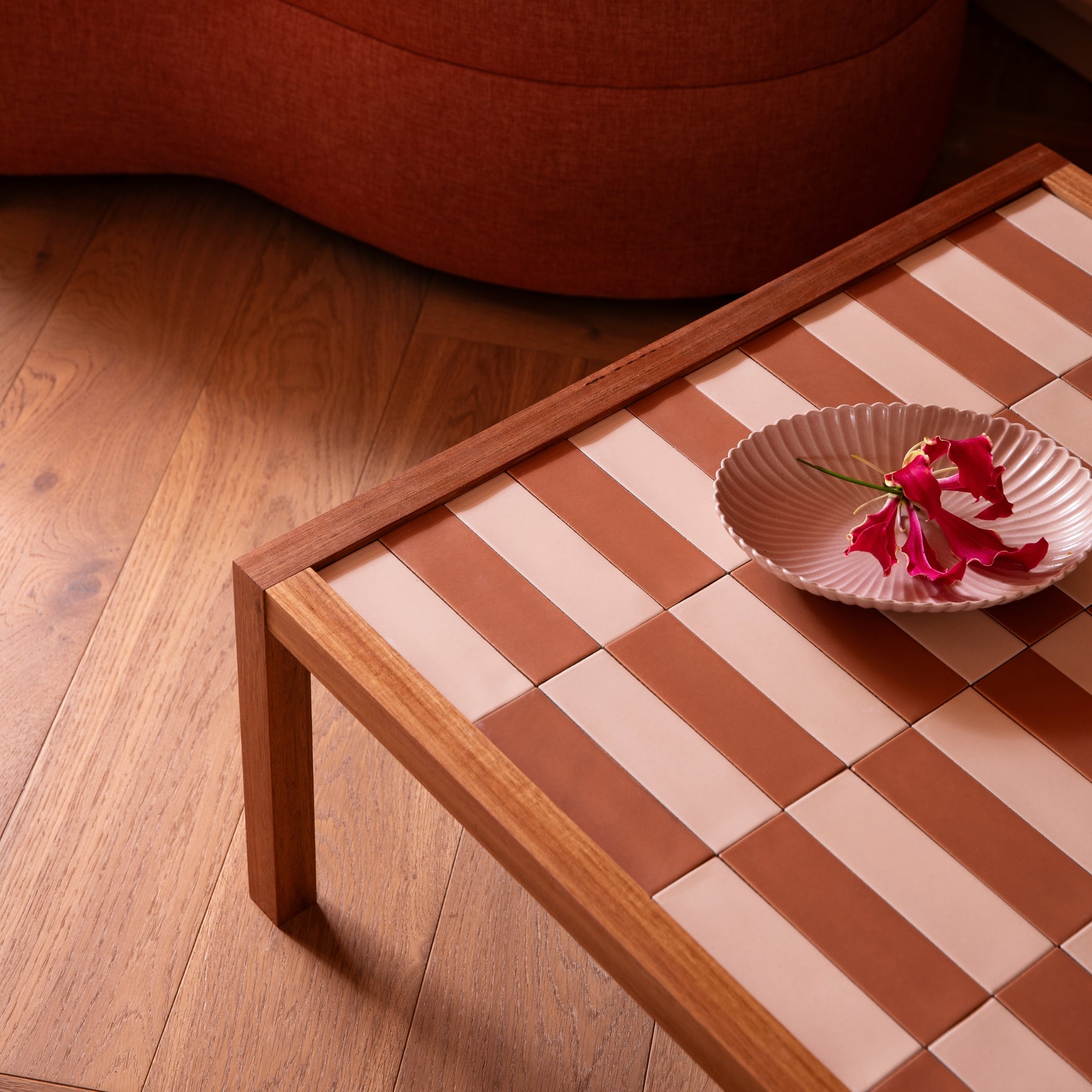 Tiled Side Table Blush Terracotta