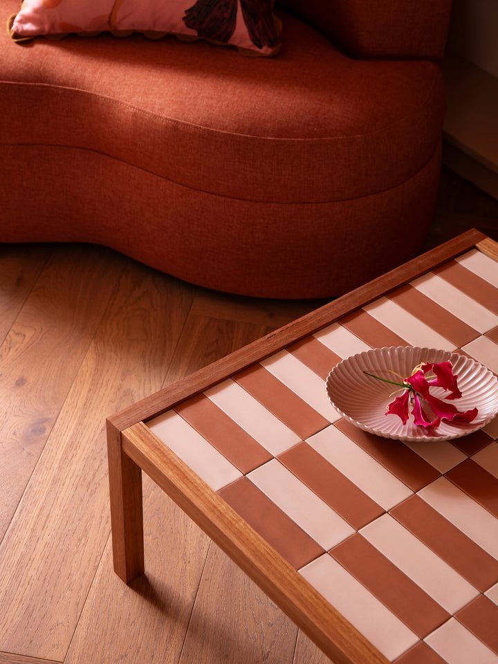 Tiled Side Table Blush Terracotta