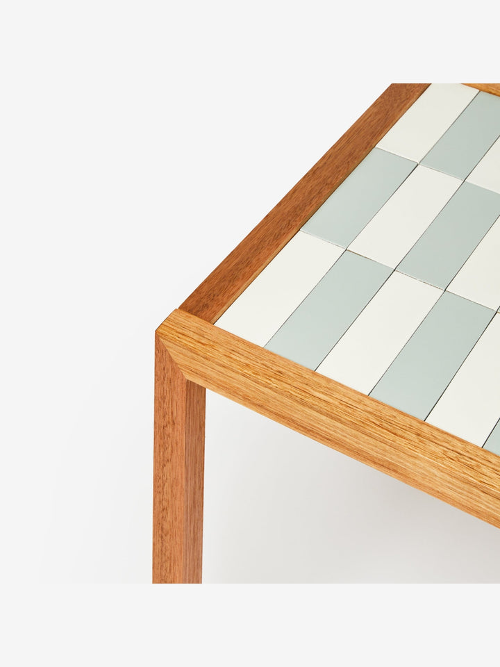 Tiled Side Table White Blue