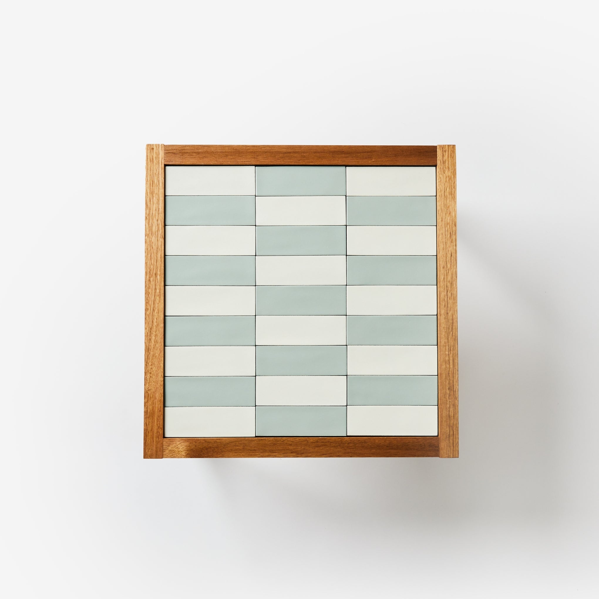 Tiled Side Table White Blue